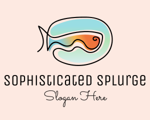 Ocean Fish Monoline logo design