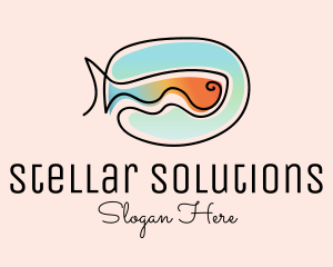 Ocean Fish Monoline logo design