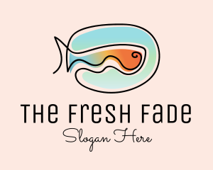 Ocean Fish Monoline logo design