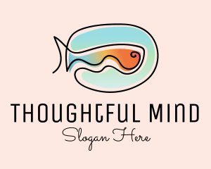 Ocean Fish Monoline logo design