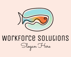 Ocean Fish Monoline logo design