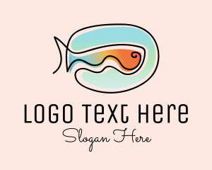 Recipe - Ocean Fish Monoline logo design