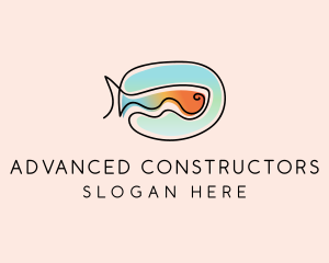 Ocean Fish Monoline logo design