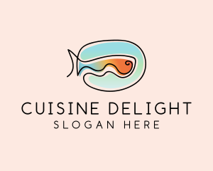 Ocean Fish Monoline logo design