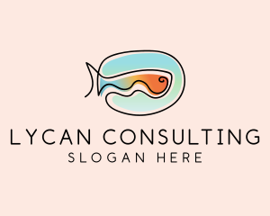 Ocean Fish Monoline logo design