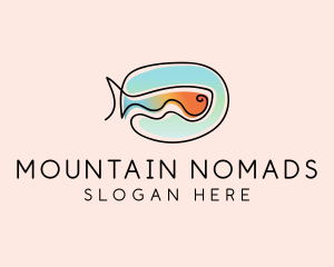 Ocean Fish Monoline logo design