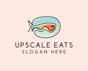 Ocean Fish Monoline logo design