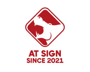 Red Hippopotamus Sign logo design