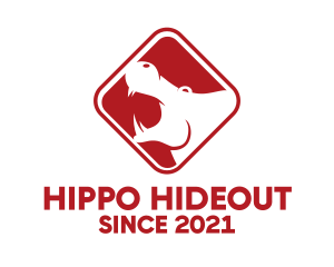 Red Hippopotamus Sign logo design