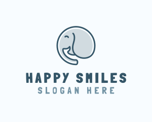 Cute Elephant Smile logo design