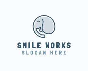 Cute Elephant Smile logo design