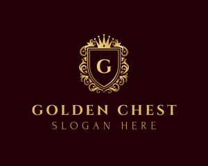 Premium Gold Crown Shield logo design