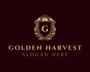 Premium Gold Crown Shield logo design