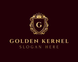 Premium Gold Crown Shield logo design