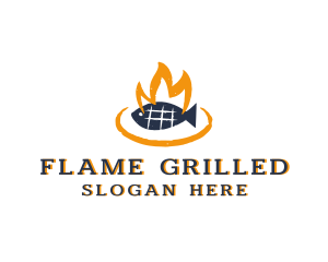 Hot Fish Grilling logo design