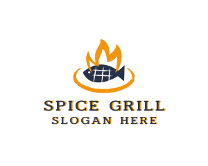 Hot Fish Grilling logo design