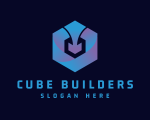 Hexagon Arrow Cube logo design