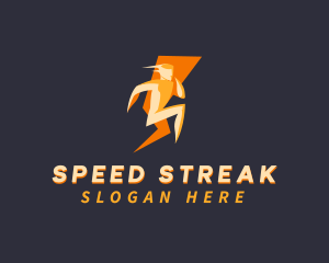 Lightning Speed Bolt Runner logo design