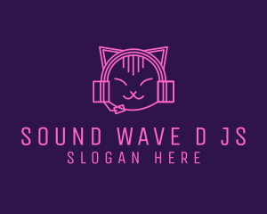 Cat Gamer Headphones logo design