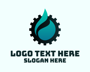 Oil Drop Industrial Cogwheel logo