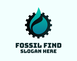 Oil Drop Industrial Cogwheel logo design