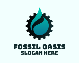 Oil Drop Industrial Cogwheel logo design