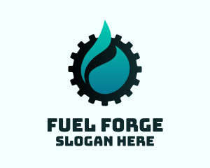 Oil Drop Industrial Cogwheel logo design