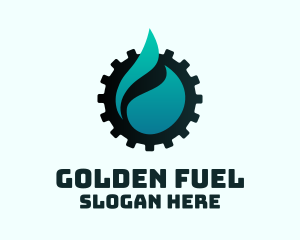 Oil Drop Industrial Cogwheel logo design