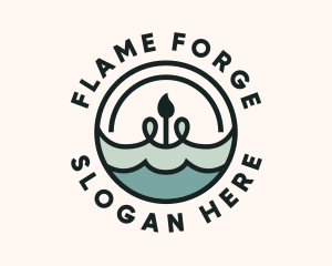 Water Flame Candle logo design