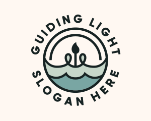 Water Flame Candle logo design