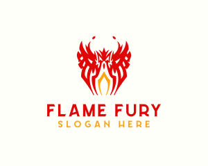 Tribal Flame Phoenix logo design