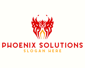 Tribal Flame Phoenix logo design