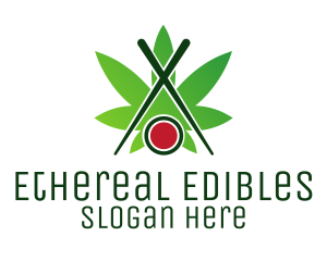 Cannabis Sushi Chopsticks logo design