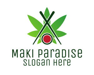 Cannabis Sushi Chopsticks logo design