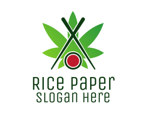 Cannabis Sushi Chopsticks logo design