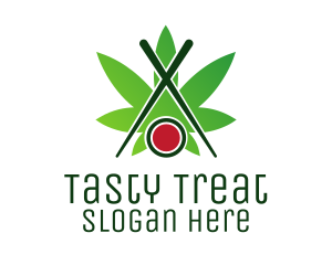 Cannabis Sushi Chopsticks logo design