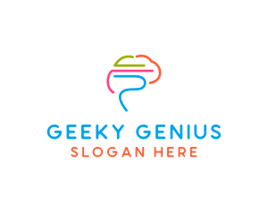 Colorful Brain Genius  logo design