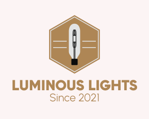 Light Bulb Hexagon logo design