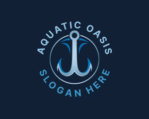 Aquatic Fishing Hook logo design