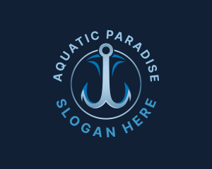 Aquatic Fishing Hook logo design