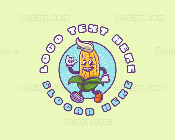 Corn Cartoon Character Logo