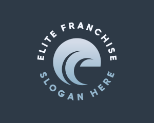 Ocean Waves Letter E logo design