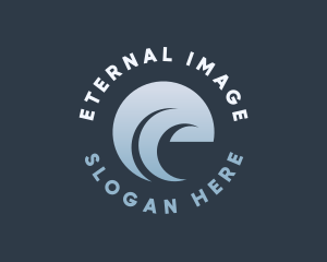 Ocean Waves Letter E logo design