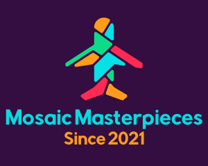 Colorful Mosaic Airplane logo design