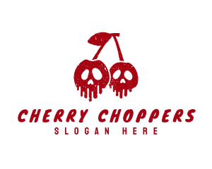 Retro Skull Cherry logo design