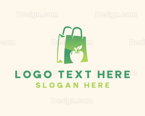 Grocery Apple Shopping Bag Logo