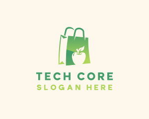 Grocery Apple Shopping Bag logo design