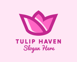 Pink Tulip Flower logo design