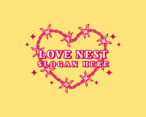 Wire Heart Love logo design