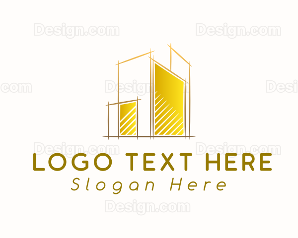 Gold Building Construction Logo